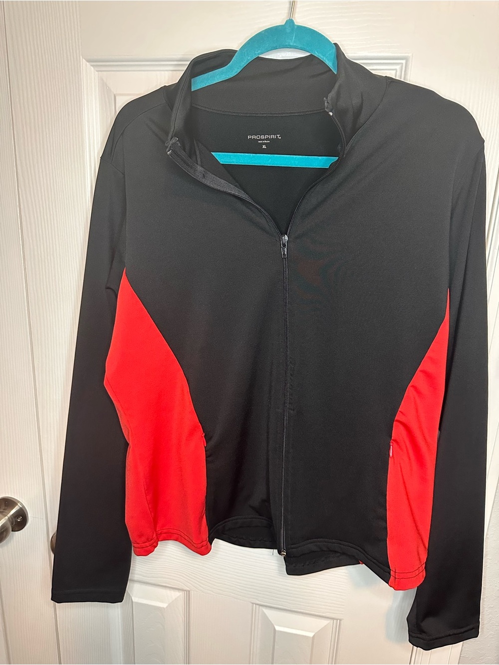 Prospirit Women's Black Jacket with Red Panels Full-Zip